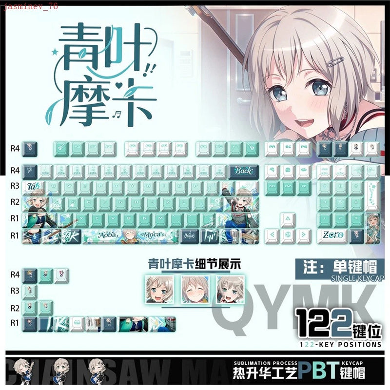 Anime BanG Dream! Aoba Moca Theme PBT Keycap 122Pcs Set for Mechanical Keyboard Model