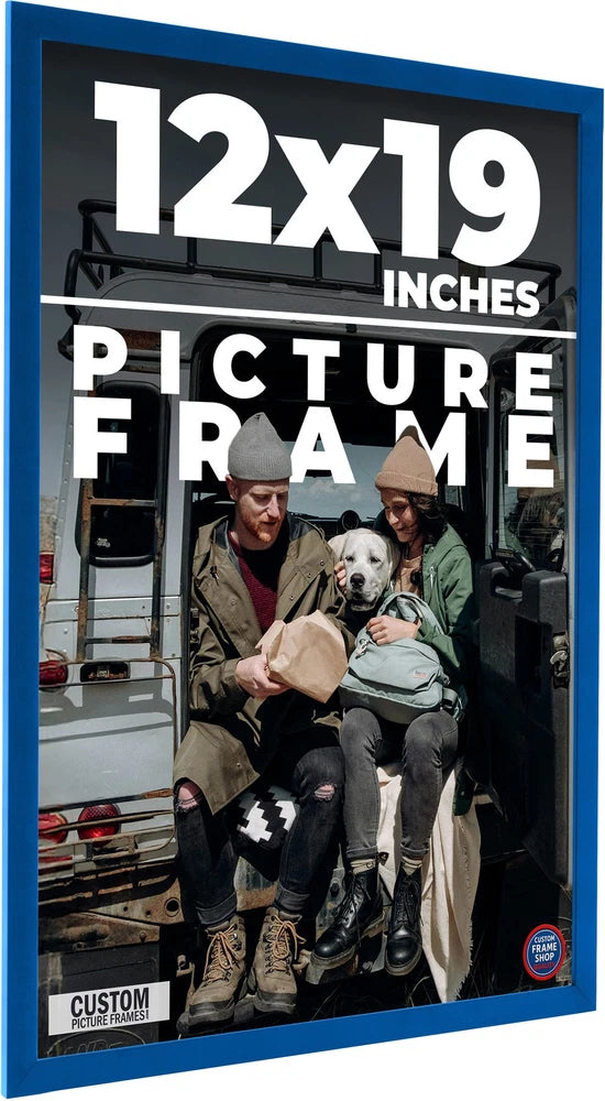 12x19 Frame Blue Solid Wood Picture Frame Width 0.75 Inches | Interior Frame Dep Model