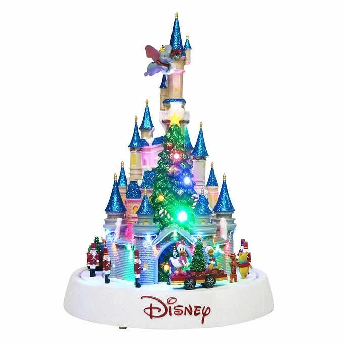 Disney Animated Christmas Holiday Castle Musical Figurine With 8 Songs & Lights Model