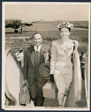 1946 Photo Well Dressed Couple Board Commercial Airplane by Irving Kaufman Model