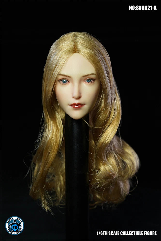 SDH021A 1/6 Blonde Hair Elf Ear Girl Head Carving Model Toys Model