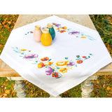 Vervaco stamped cross stitch kit tablechloth "Poppies", 80x80cm, DIY Model