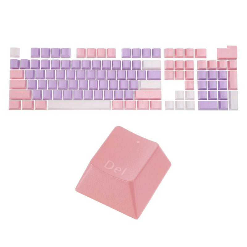 104 Keys Pudding Keycaps for Mechanical Keyboard Layout, Purple & Pink Model