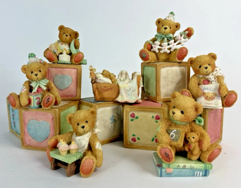 Cherished Teddies Figurine Lot Baby Age 1-6 Building Block Display Enesco Model