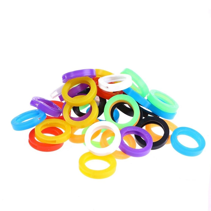 24PCS Bright Colored Coding Rings Key Tags Elastic Key Covers Key Caps Model