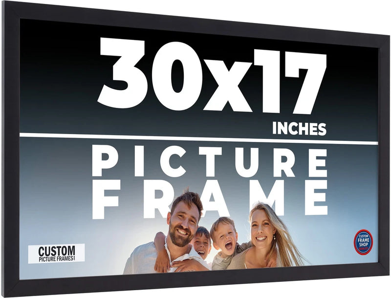 30x17 Frame Black Real Wood Picture Frame Width 0.75 inches | Interior Frame Dep Model