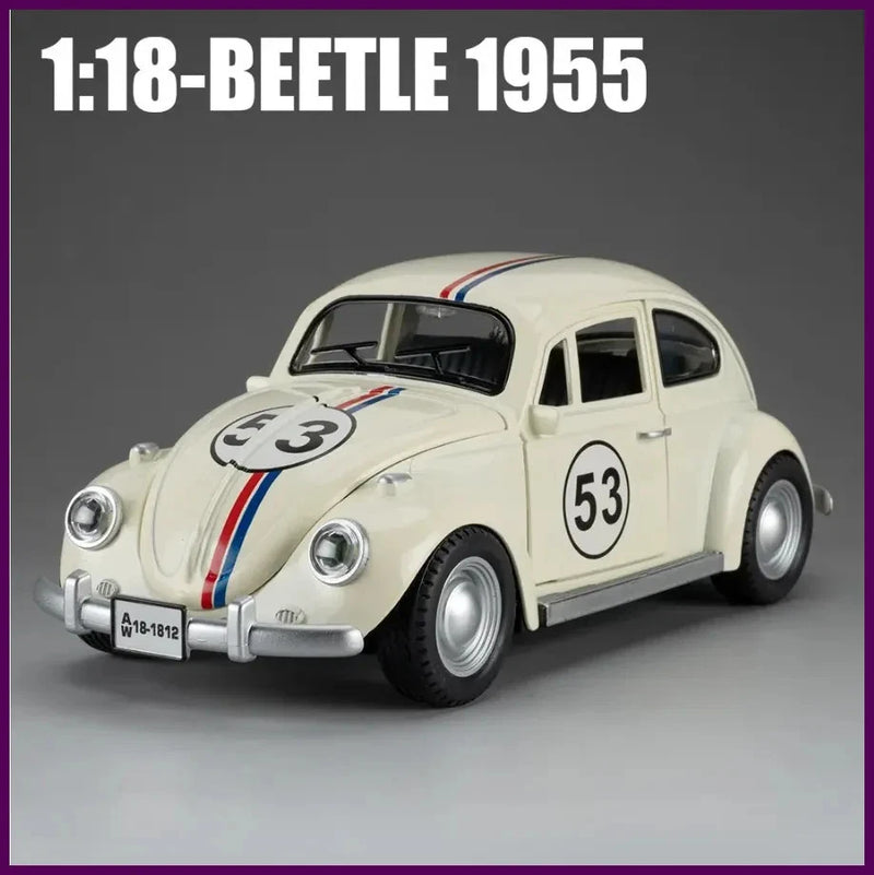 1:18 Model Beetle 1955 Vintage Alloy Car Diecast Simulation Toy Vehicle Sound Model