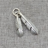 925 Sterling Silver Double Feather Charm Pendant Charms