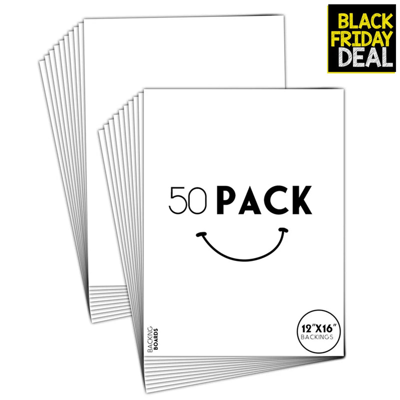 Pack of 50, 12x16 Backing Board Only for Art Photos Print Frame and More, White Model