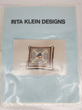 Rita Klein Designs Cross Stitch Kit Pillow Front Blue Rose Model