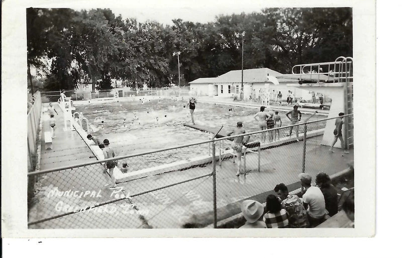 RPPC Real Photo Postcard Iowa 1954 Greenfield Municipal Pool Diving Board Model