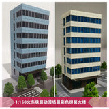 1/160 N Scale Buildings Train Railway Layout Modern Office Model Blue DIY House Model