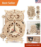 3D Wooden Puzzles for Adults Owl Clock - Mechanical Model Building Kit DIY Ho... Model