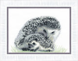 DIY Counted Cross Stitch Kit "Hedgehogs" 10.8x8.3 in / 27.5x21.0 cm Model