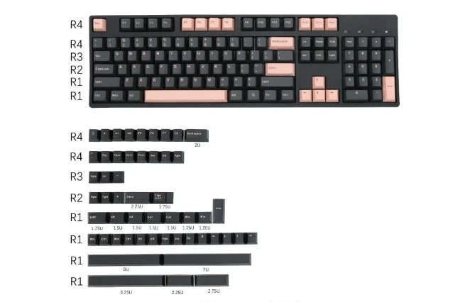 Dusk Sakura Oliva Pink/Black Keycap Cherry Profile Double?shot Set for Cherry MX Model