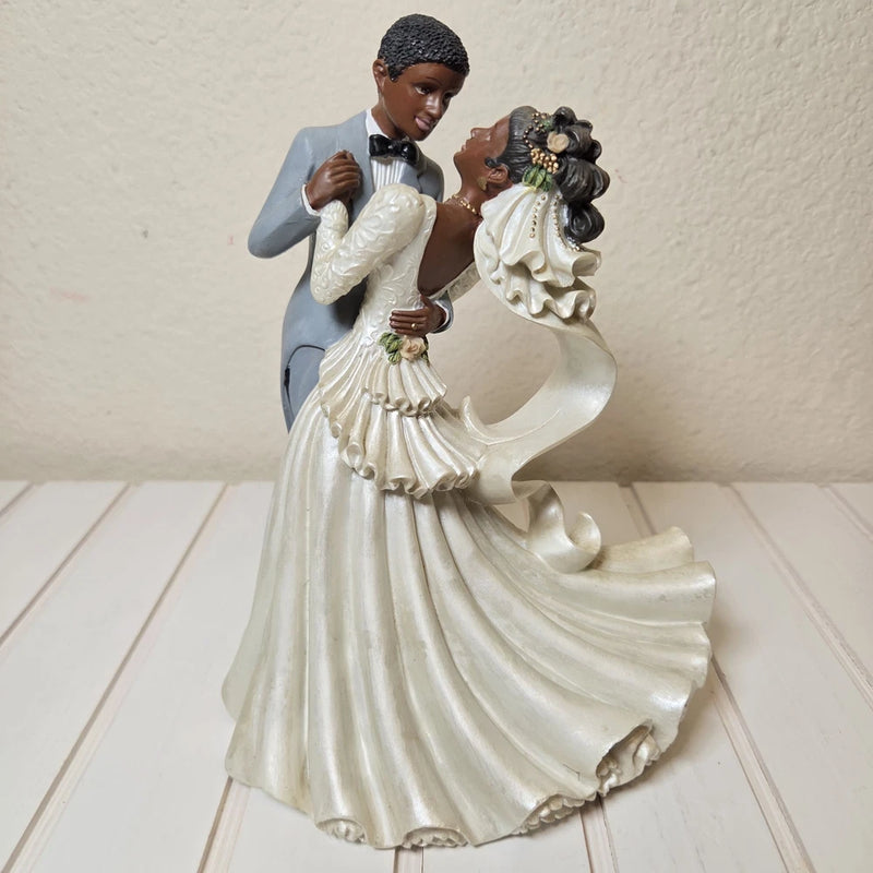 La Verona Collection African American Bride Groom Wedding Figurine 8.25" Model