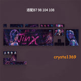 League of Legends Jinx PBT Side Engraved Keycaps for Cherry MX 60 87 98 104 108 Model