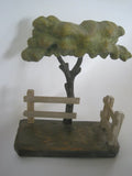 ANRI Italy Wood Carving Membership Renewal Tree Fence Display 8" EUC Model