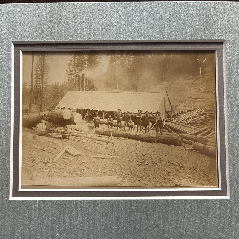 Antique Photograph On Board Logger camp cabinet card logging washington oregon Model