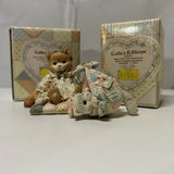 Lot 2pc 90s Calico Kittens Cats VTG Collection Figures, Displayer, in Box Model