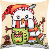 DIY Needlepoint/Tapestry vintage throw pillow cover "SNOWMAN" embroidery kit Model