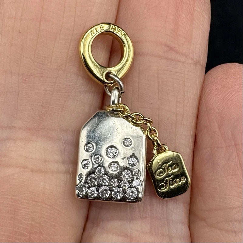 Pandora Bridgerton Tea Bag Sterling Silver Dangle Charm MSRP $133 EC Charms