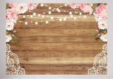 Wooden Plank Floral & Lace Themed Backdrop/ Background ~Wall Decor ~Photo Shoot Model