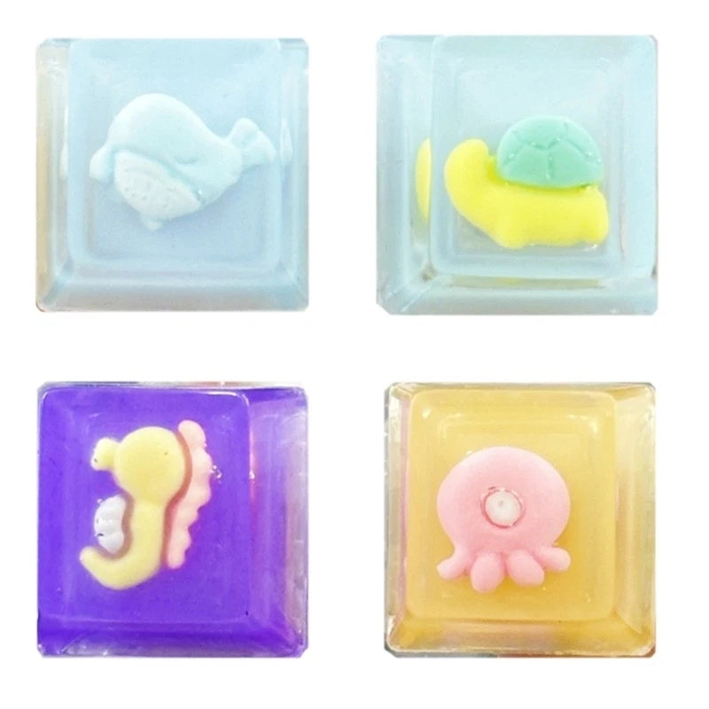 Cute Resin Keycap Animal Pattern Translucent Keycap for Mechanical Keyboards Model