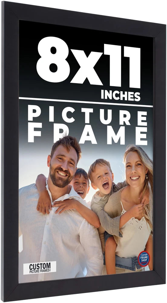 8x11 Frame Black Real Wood Picture Frame Width 0.75 inches | Interior Frame Dept Model
