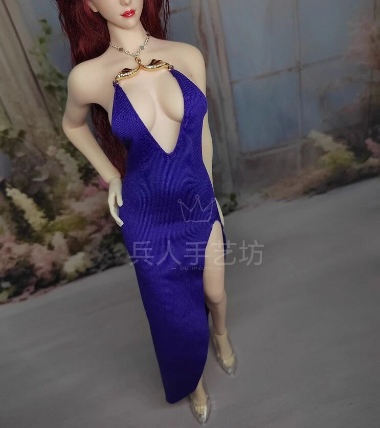 1/6 Scale Female Sexy Neckline Split Dress Model For 12" PH Action Figure Model