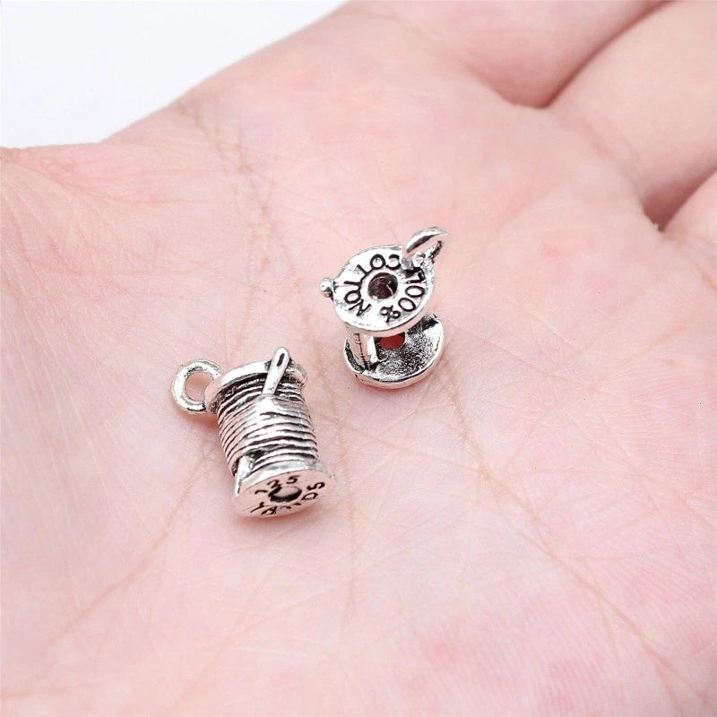 100Pcs Antique Silver Wire Coil Charms Pendant 14x10MM For Jewelry Making B16659 Charms