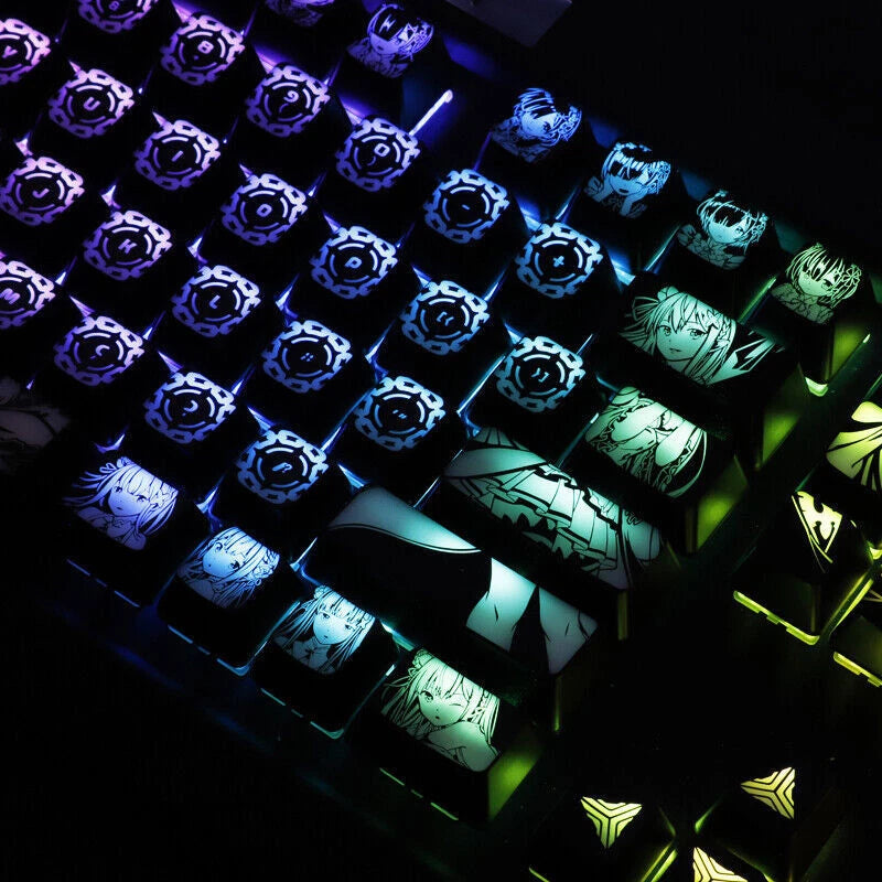 Anime Rem Ram Backlit 104 Keycaps OEM Coating Key Cap For Cherry MX Keyboard New Model