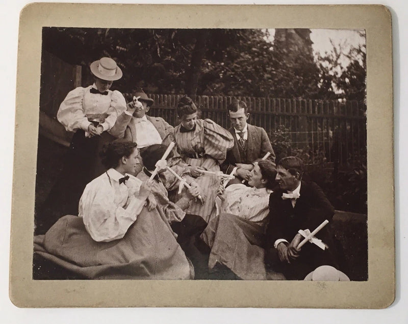 Antique Photo on Board Lovely Young Men & Women Victorian Era Perhaps Graduation Model