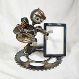 Steampunk Football Metal Robot Figurine Photo Frame Display  Linebacker Model