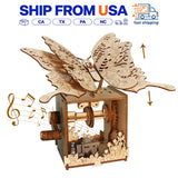 3D Wooden DIY Puzzle Butterfly Music Box Handmade Mechanical Model Kit Gift Deco Model