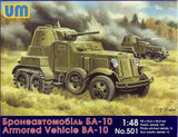 BA-10 Soviet Armored Vehicle WW II Plastic Model Kit UM 501 1/48 Unimodel 501 Model