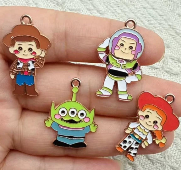 40pcs Cartoon toys Enamel Metal Charms Pendants key Jewelry Making Charms