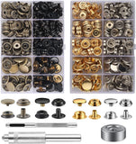 100 Sets 15mm Metal Snap Fastener Kit Leather Fabric Repair Buttons with Tools Model