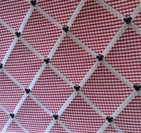 Mickey Mouse Red White Gingham Fabric Notice Memory Pin Memo Photo Memory Board Model