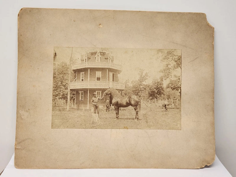 Photo on Board Man Training Show Horse & Deer - Ornate House Model