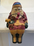 Santa Folk Art Shelf Sitter Wood Carved Hand Painted Christmas Rustic Bear Model