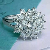 14k White Gold Plated 2tcw Round Cut Lab-Created Diamond Engagement Cluster Ring Charms