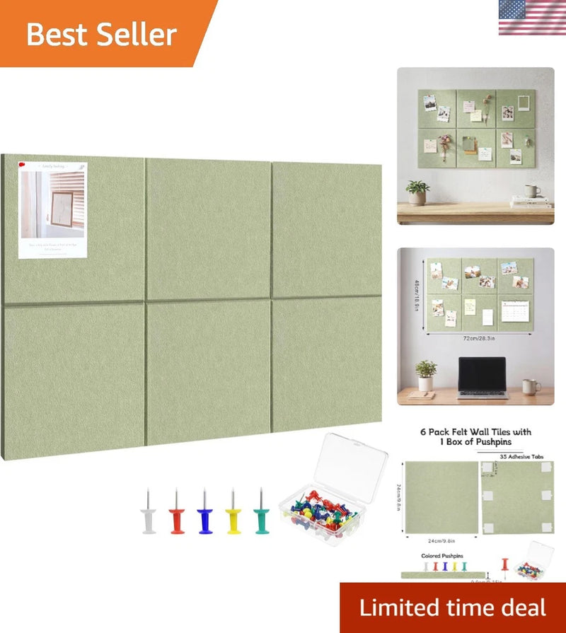 Versatile 28" x 19" Felt Board Wall Tiles, 6 Pack - Perfect for Home and Office Model