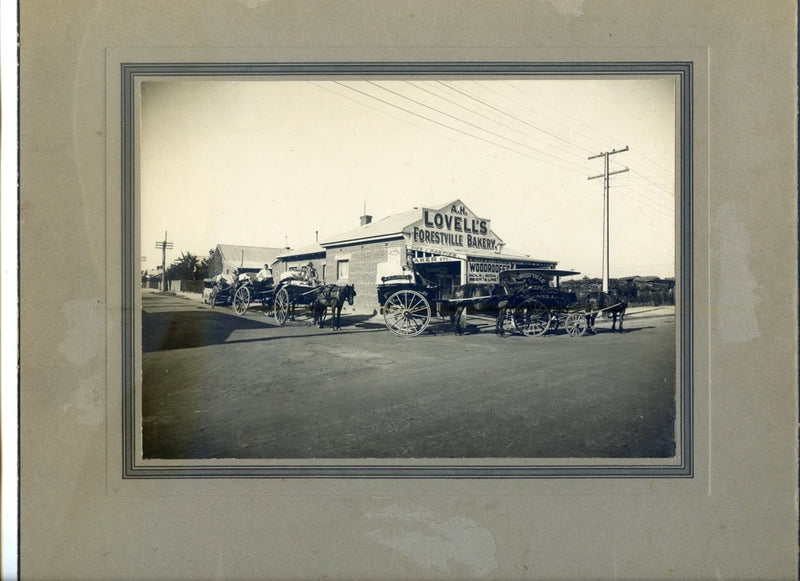 1931 BOARD PHOTO LOVELL'S FORESTVILLE BAKERY LEDER ST  HORSE DRAWN DELIVERY  P95 Model