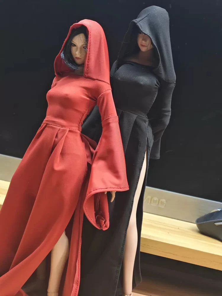 1/6 Scale Female Black & Red Hooded Mini Dress Model Fit 12" Action Figures Model