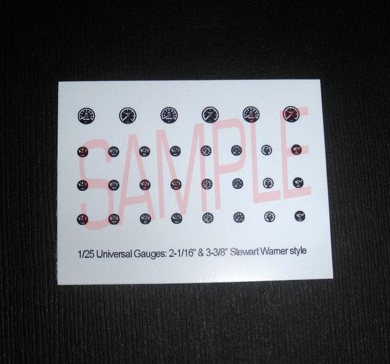 UNIVERSAL-STYLE BLACK-BACKGROUND GAUGE SET for 1/25 scale MODEL kits??PLEASE READ Model