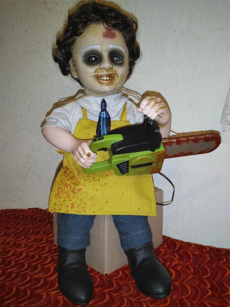 ANIMATED LEATHERFACE DOLL HORROR DISPLAY PROP HALLOWEEN - MOVES - SOUNDS Model