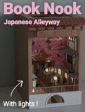 Japanese Alleyway Book Nook Lighted 3D Printed Cherry Blossom Diorama Model