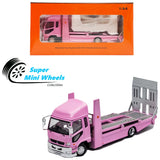 GCD 1:64 2017 Mitsubishi Fuso Fighter Double Deck Tow Trucks Pink Diecas Model Model