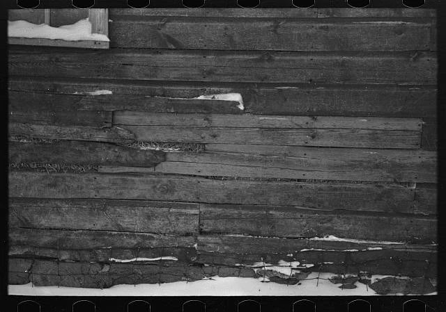 Photo:1930s Wood Plank Wall Weathered Cabin Siding Black and White Photo Model